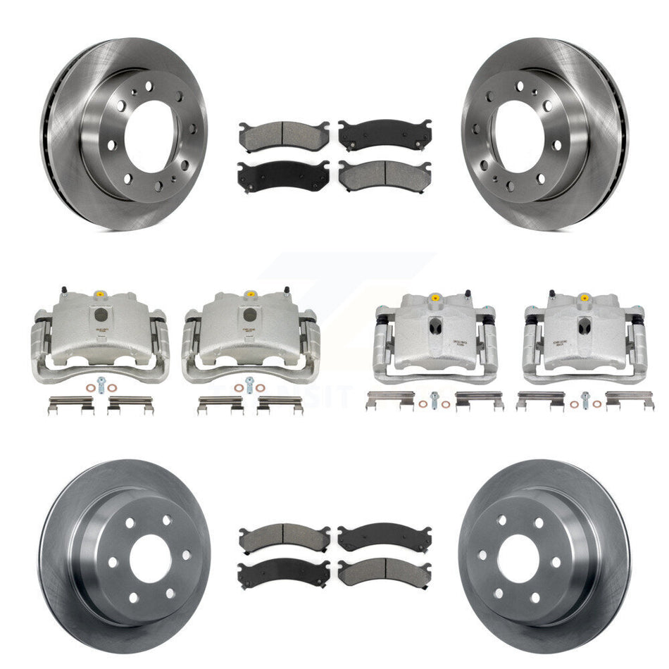 Front Rear Disc Brake Caliper Rotors And Semi-Metallic Pads Kit (10Pc) For 2003 Chevrolet Silverado 2500 HD Suburban GMC Sierra KC8-101195S