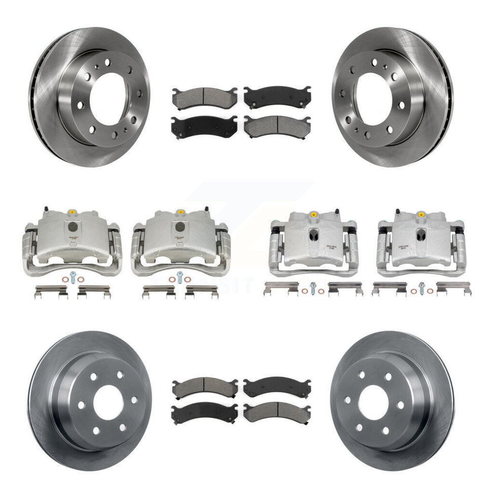 Front Rear Disc Brake Caliper Rotors And Semi-Metallic Pads Kit (10Pc) For 2003 Chevrolet Silverado 2500 HD Suburban GMC Sierra KC8-101195S