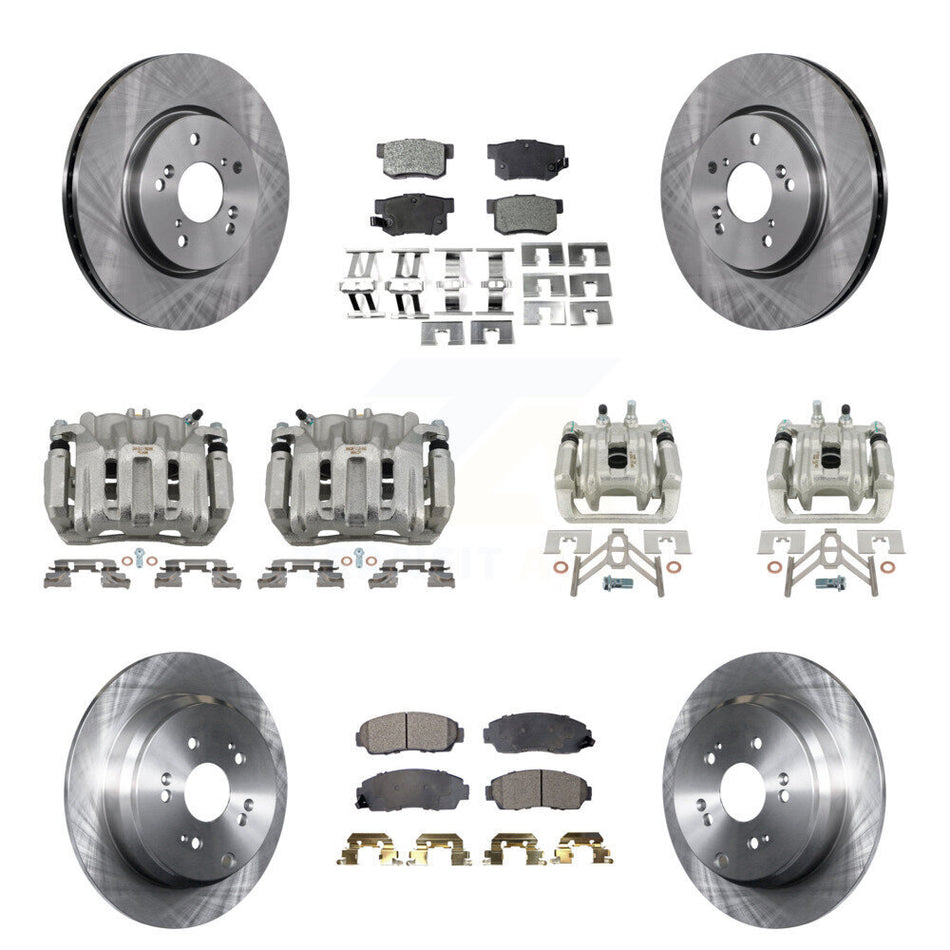 Front Rear Disc Brake Caliper Rotors And Semi-Metallic Pads Kit (10Pc) For Acura RDX KC8-101196P