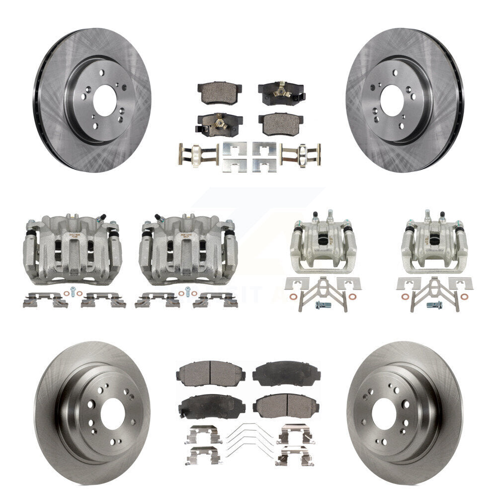 Front Rear Brake Caliper Rotor & Semi-Metallic Pad Kit (10Pc) For Honda Accord Crosstour KC8-101198P