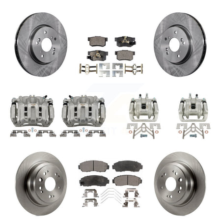 Front Rear Brake Caliper Rotor & Semi-Metallic Pad Kit (10Pc) For Honda Accord Crosstour KC8-101198P