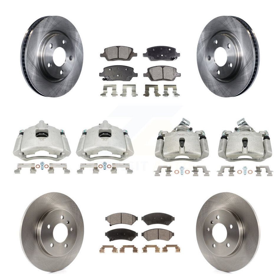 Front Rear Disc Brake Caliper Rotors And Semi-Metallic Pads Kit (10Pc) For 2005 Chevrolet Uplander Buick Terraza Saturn Relay FWD KC8-101200P