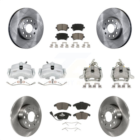 Front Rear Disc Brake Caliper Rotors And Ceramic Pads Kit (10Pc) For 2006-2009 Volkswagen Rabbit KC8-101202C by Transit Auto