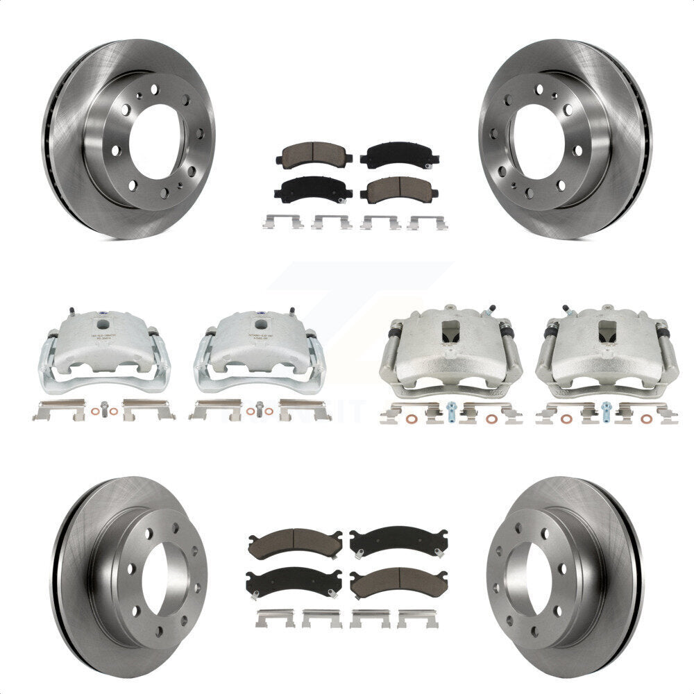 Front Rear Disc Brake Caliper Rotors And Ceramic Pads Kit (10Pc) For Chevrolet Express 2500 GMC Savana KC8-101203C by Transit Auto