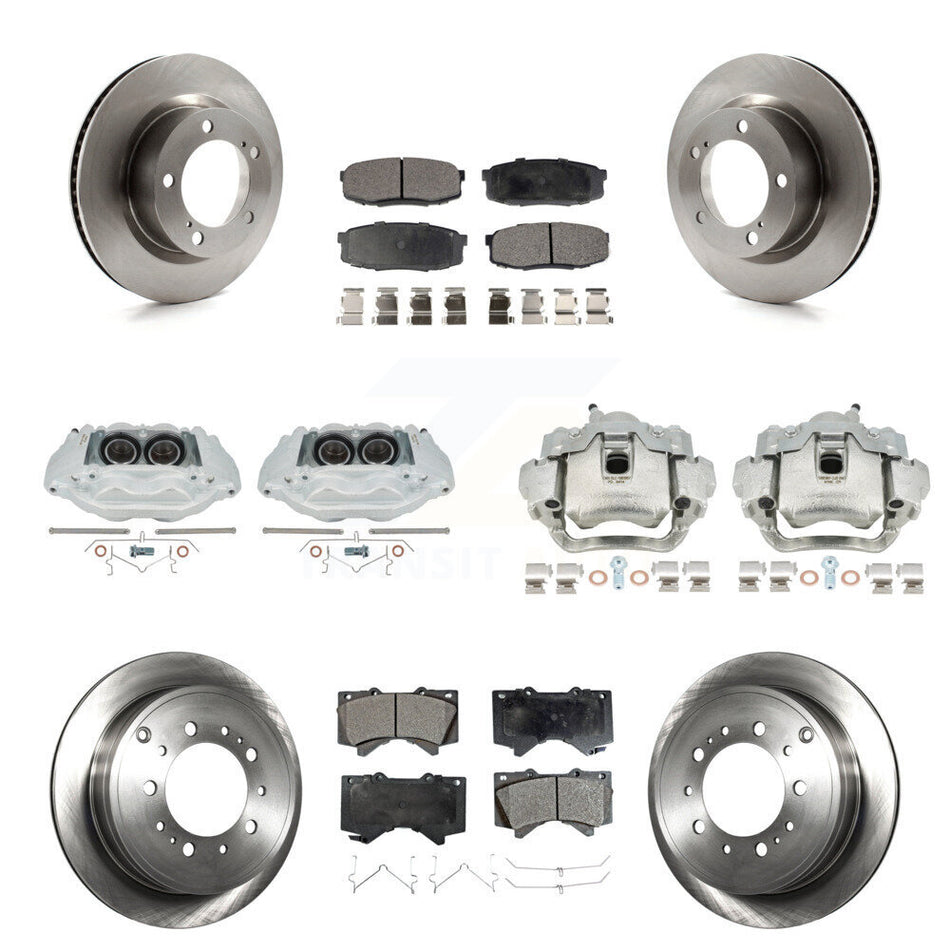 Front Rear Disc Brake Caliper Rotors And Semi-Metallic Pads Kit (10Pc) For Lexus LX570 Toyota Land Cruiser KC8-101203P