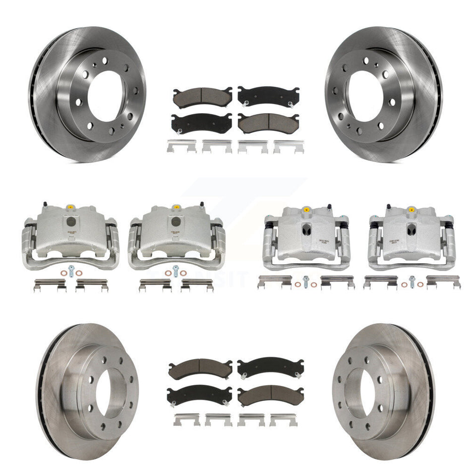 Front Rear Disc Brake Caliper Rotors And Ceramic Pads Kit (10Pc) For Chevrolet Silverado 2500 HD GMC Sierra Hummer H2 1500 Suburban Yukon XL Avalanche Classic KC8-101205C