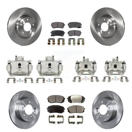 Front Rear Disc Brake Caliper Rotors And Semi-Metallic Pad Kit (10Pc) For Hyundai Sonata KC8-101206P