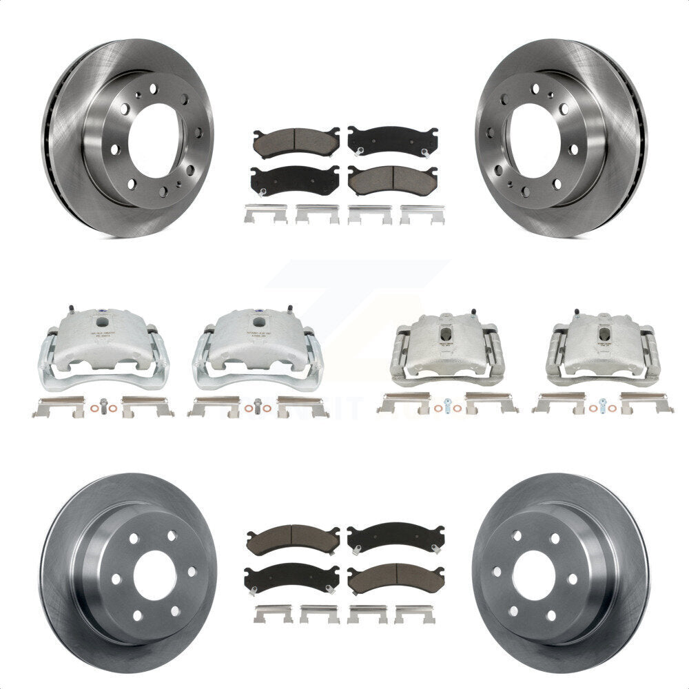 Front Rear Disc Brake Caliper Rotors And Ceramic Pads Kit (10Pc) For 2003 Chevrolet Silverado 2500 HD Suburban GMC Sierra KC8-101207C by Transit Auto