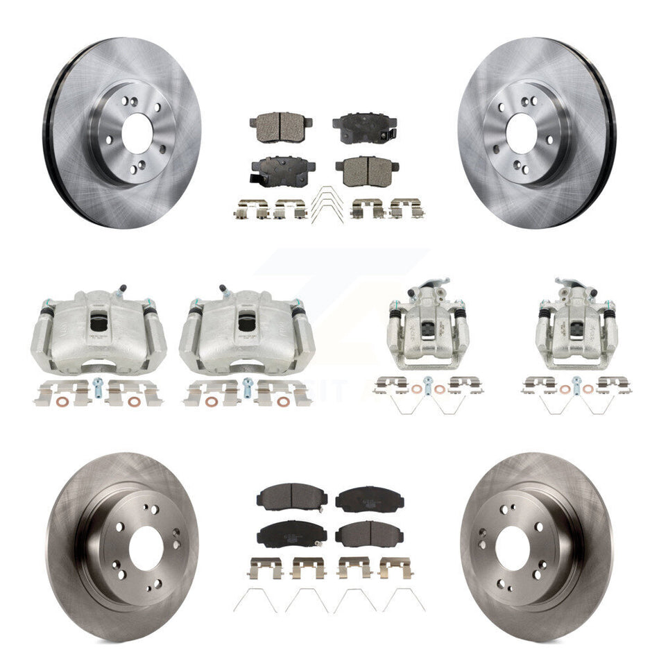 Front Rear Disc Brake Caliper Rotors & Ceramic Pad Kit (10Pc) For Honda Accord Acura TSX KC8-101207T
