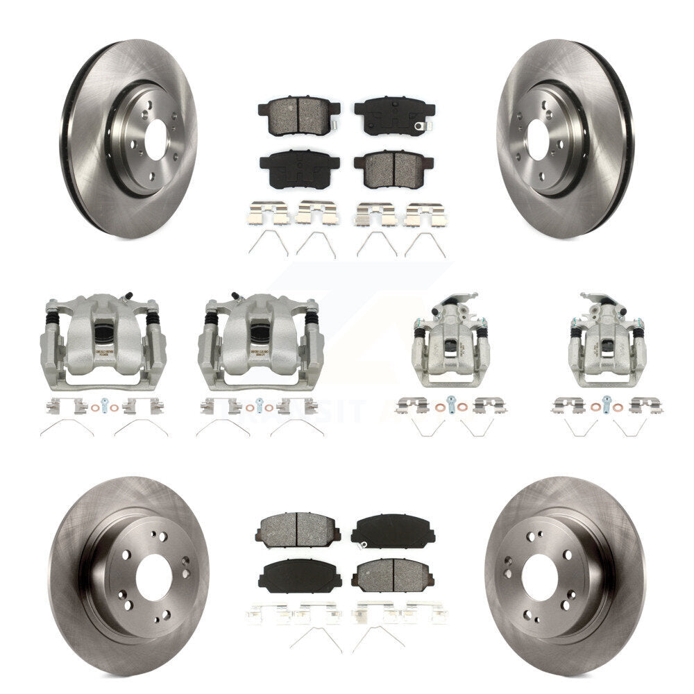 Front Rear Disc Brake Caliper Rotors And Semi-Metallic Pads Kit (10Pc) For Honda Accord KC8-101209S