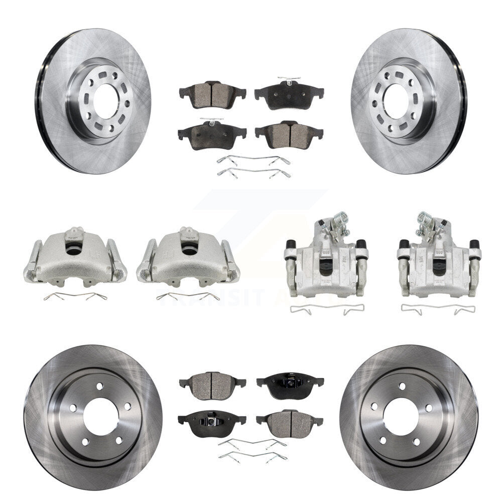 Front Rear Disc Brake Caliper Rotors And Ceramic Pads Kit (10Pc) For Mazda 3 Sport KC8-101210T