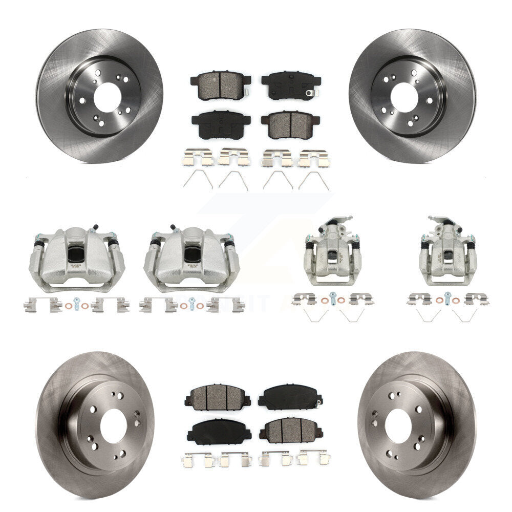 Front Rear Disc Brake Caliper Rotors And Semi-Metallic Pads Kit (10Pc) For Honda Accord KC8-101211S