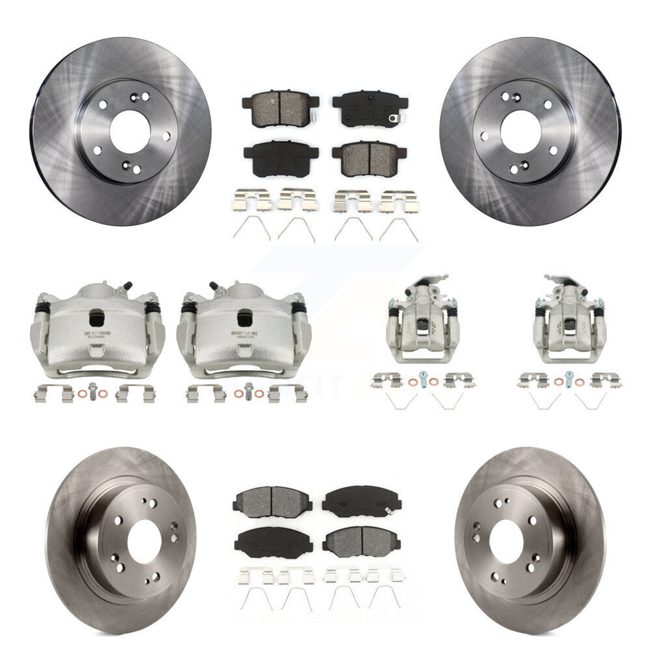 Front Rear Disc Brake Caliper Rotors And Semi-Metallic Pads Kit (10Pc) For Honda Accord KC8-101212S