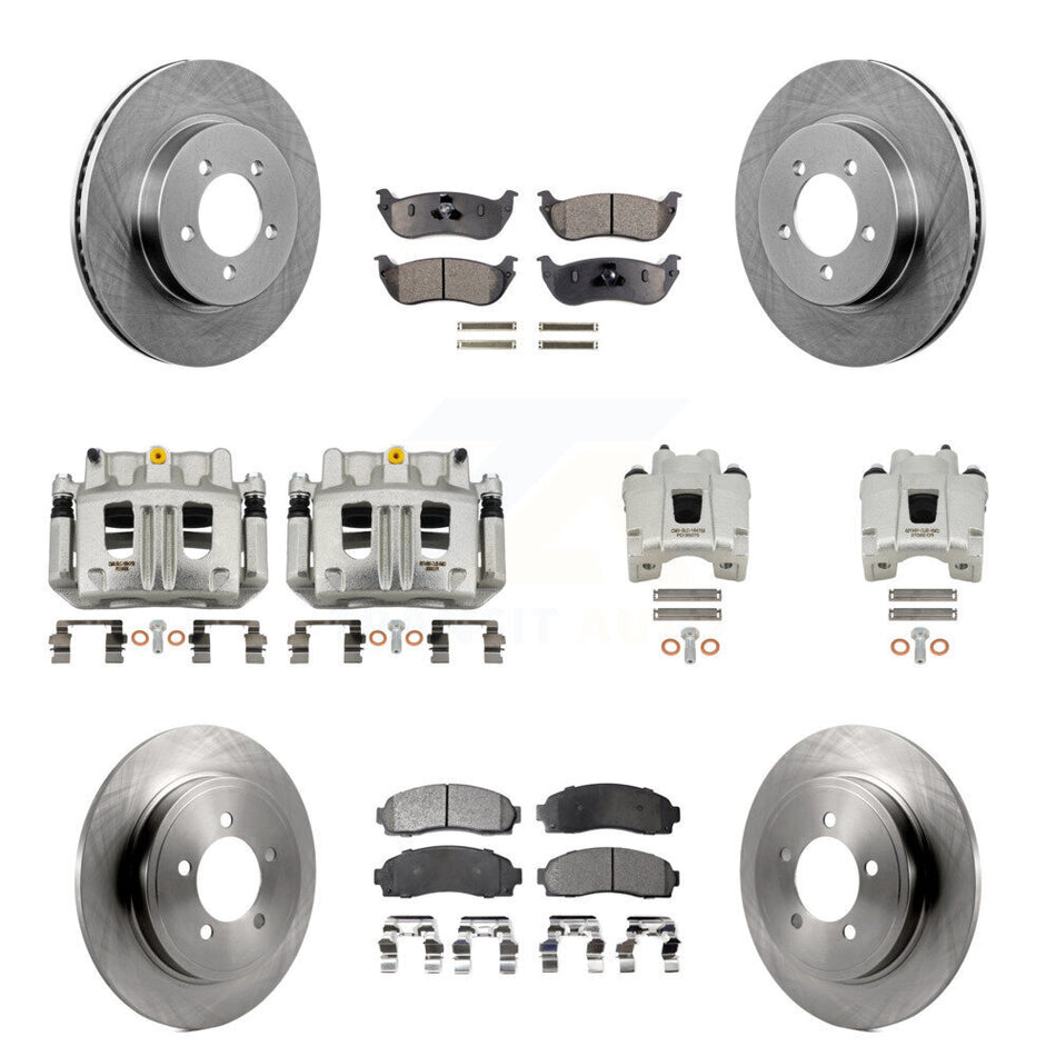 Front Rear Brake Caliper Rotors & Semi-Metallic Pad Kit (10Pc) For Ford Explorer Mercury KC8-101213P