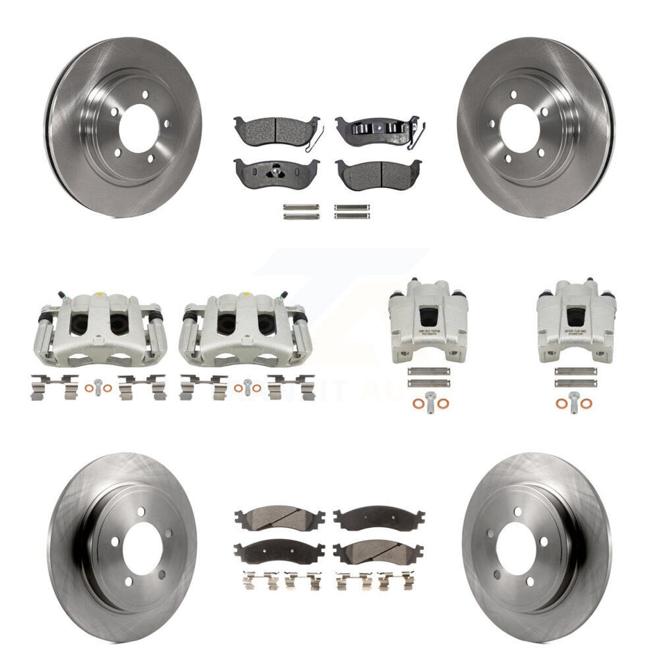 Front Rear Brake Caliper Rotor Semi-Metallic Pad Kit (10Pc) For Ford Explorer Sport Trac KC8-101214P