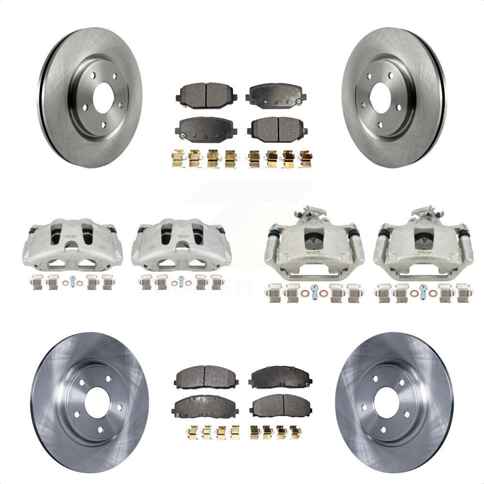 Front Rear Disc Brake Caliper Rotors And Ceramic Pads Kit (10Pc) For Dodge Grand Caravan KC8-101214T by Transit Auto