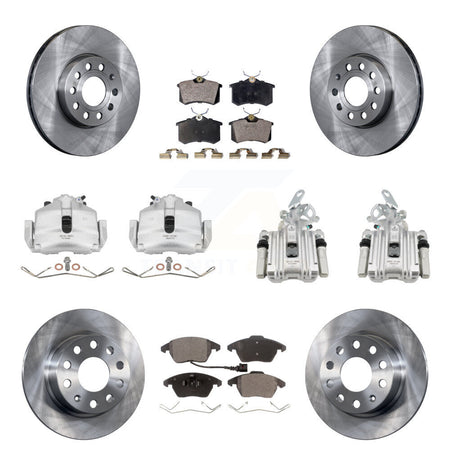 Front Rear Disc Brake Caliper Rotor & Ceramic Pad Kit (10Pc) For Volkswagen Jetta Beetle KC8-101215T