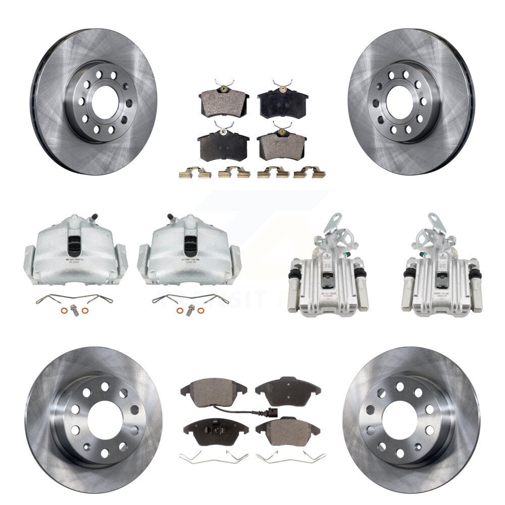 Front Rear Disc Brake Caliper Rotors And Ceramic Pads Kit (10Pc) For Volkswagen Beetle KC8-101217T