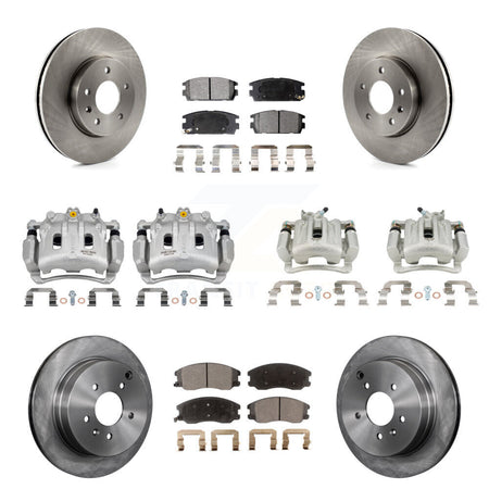 Front Rear Brake Caliper Rotor Semi-Metallic Pad Kit (10Pc) For Chevrolet Equinox Saturn KC8-101218P