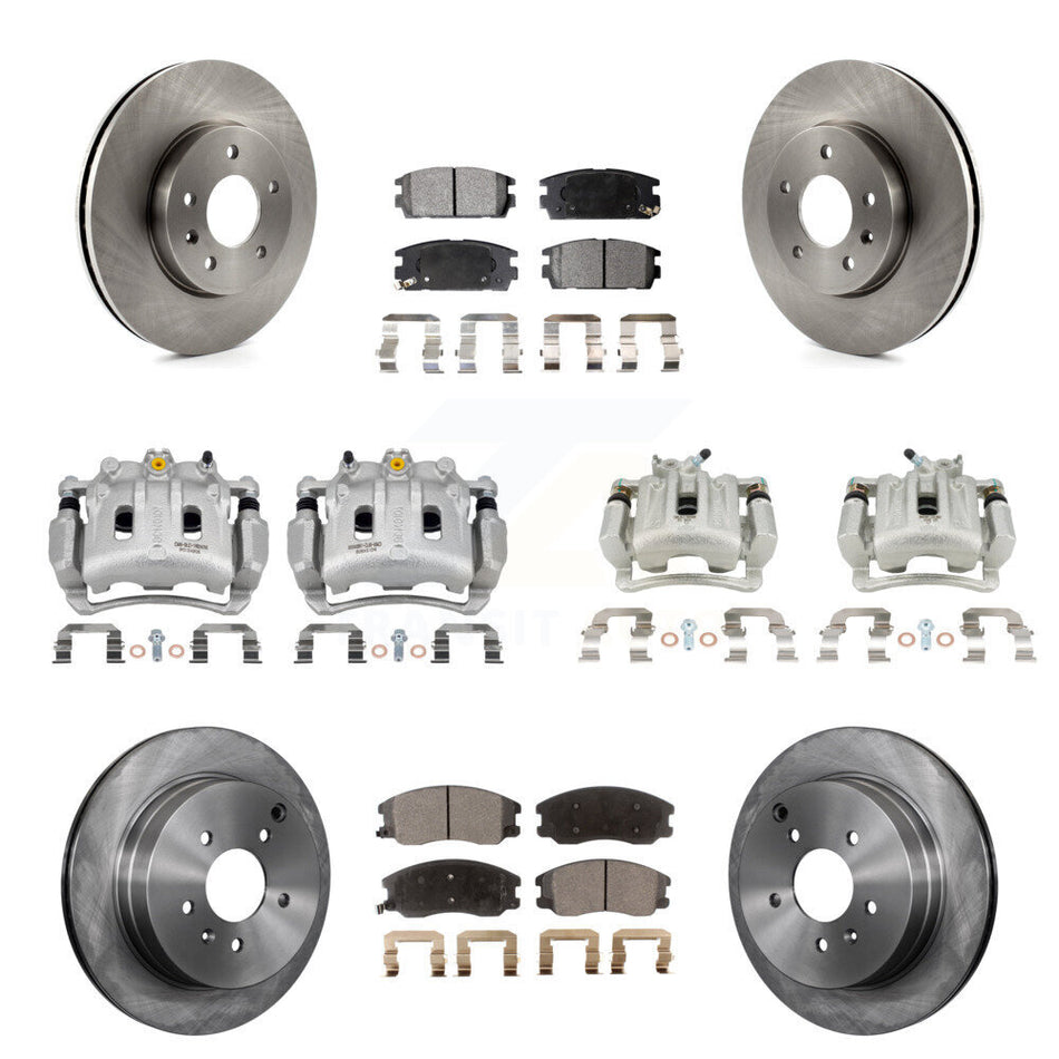 Front Rear Brake Caliper Rotor Semi-Metallic Pad Kit (10Pc) For Chevrolet Equinox Saturn KC8-101218P