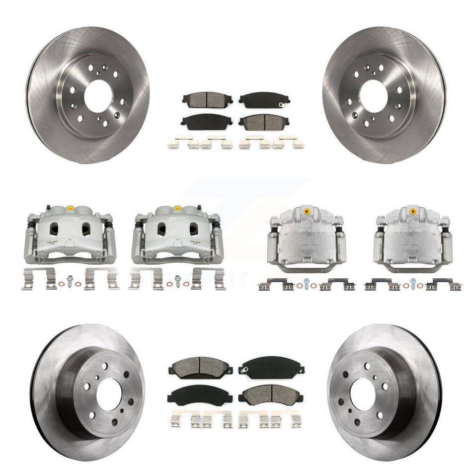 Front Rear Brake Caliper Rotors Semi-Metallic Pad Kit (10Pc) For Chevrolet Avalanche GMC KC8-101218S