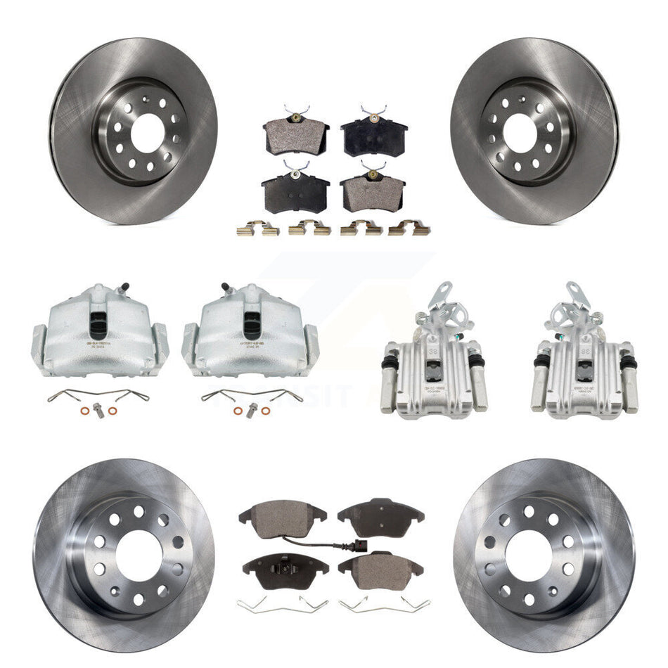 Front Rear Disc Brake Caliper Rotors And Ceramic Pads Kit (10Pc) For Volkswagen Beetle KC8-101219T