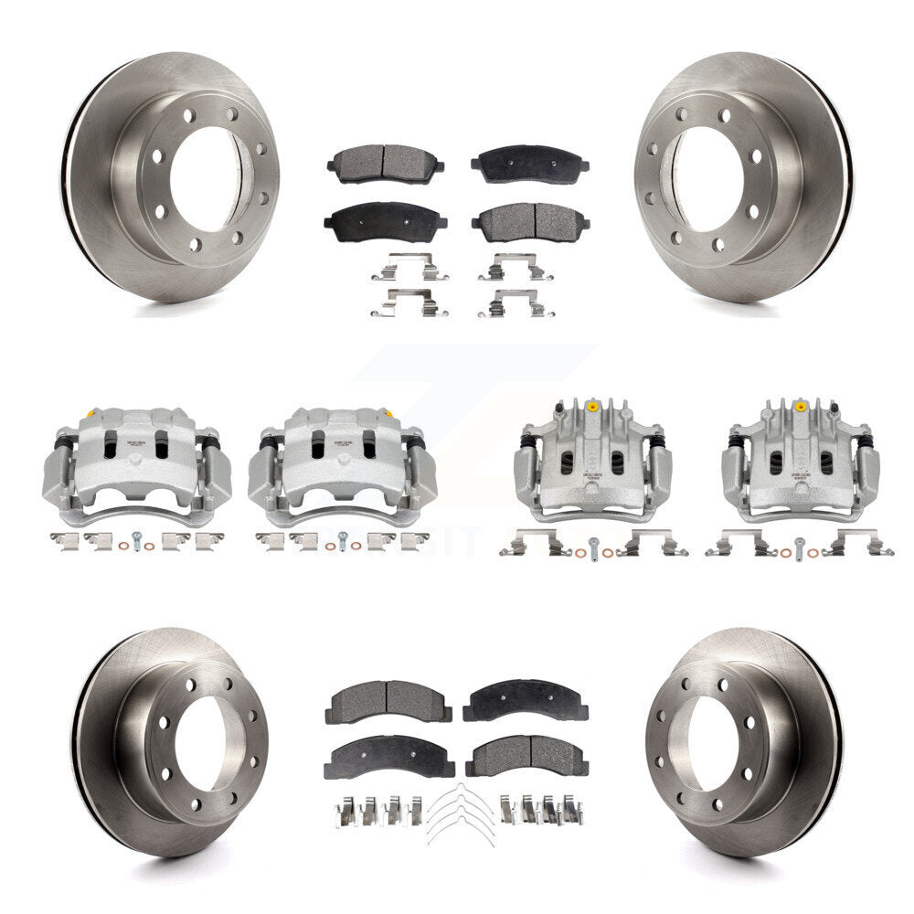 Front Rear Brake Caliper Rotors & Semi-Metallic Pad Kit (10Pc) For Ford F-250 Super Duty KC8-101221P