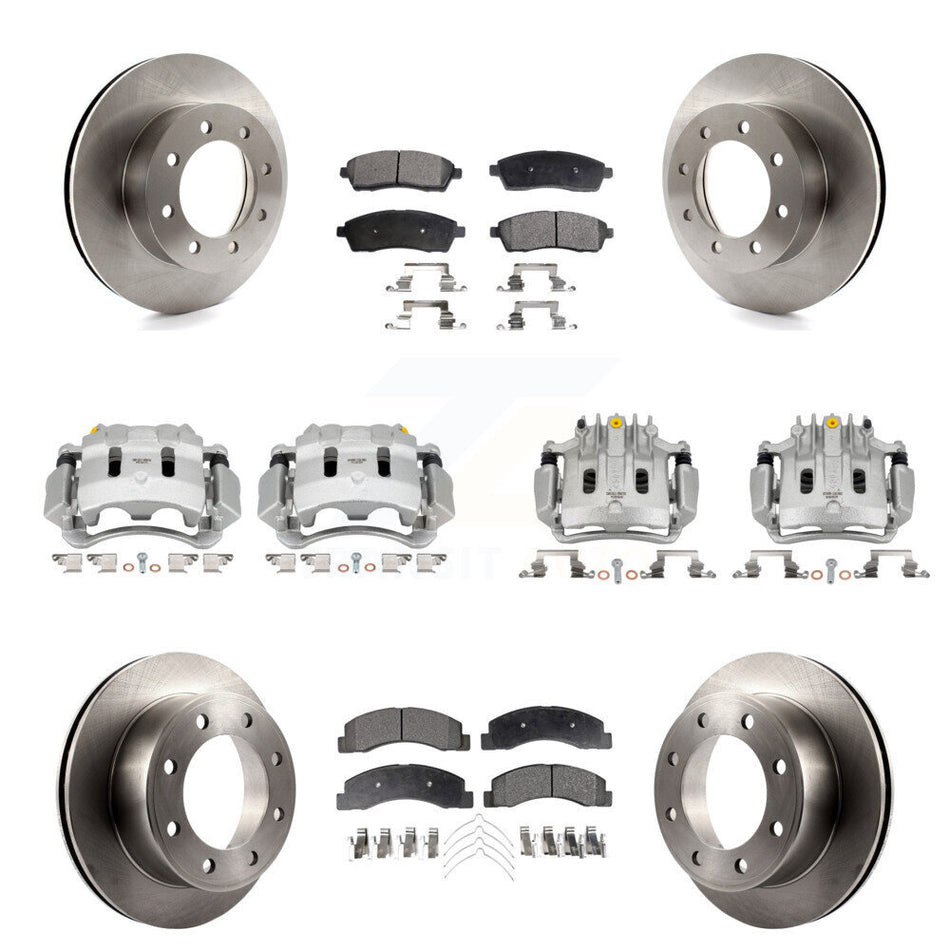 Front Rear Brake Caliper Rotors & Semi-Metallic Pad Kit (10Pc) For Ford F-250 Super Duty KC8-101222P