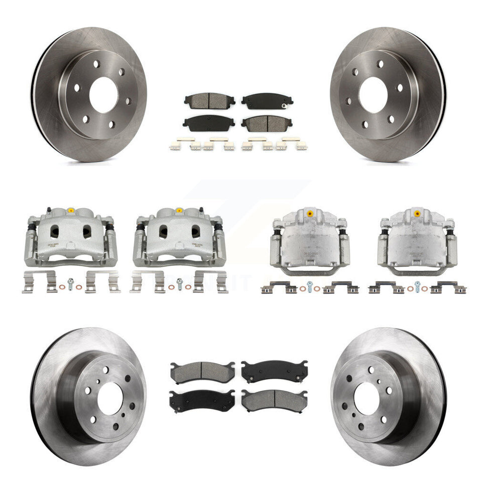 Front Rear Brake Caliper Rotor Semi-Metallic Pad Kit (10Pc) For Chevrolet Silverado 1500 KC8-101222S