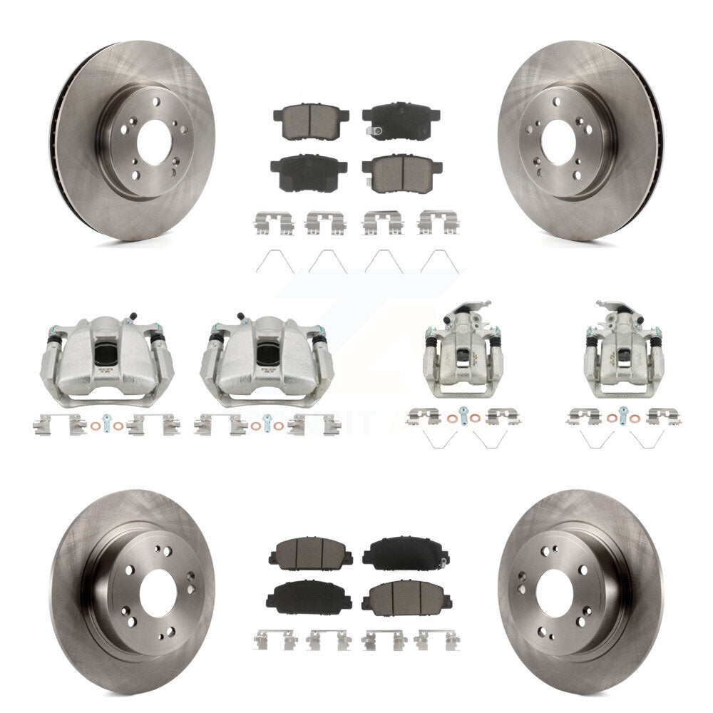 Front Rear Disc Brake Caliper Rotors And Ceramic Pads Kit (10Pc) For Honda Accord KC8-101224C