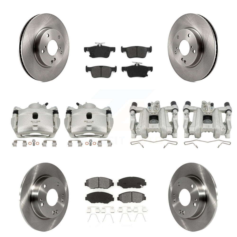 Front Rear Disc Brake Caliper Rotors And Semi-Metallic Pads Kit (10Pc) For Honda Civic KC8-101225S