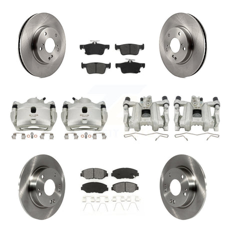 Front Rear Disc Brake Caliper Rotors And Semi-Metallic Pads Kit (10Pc) For Honda Civic KC8-101225S