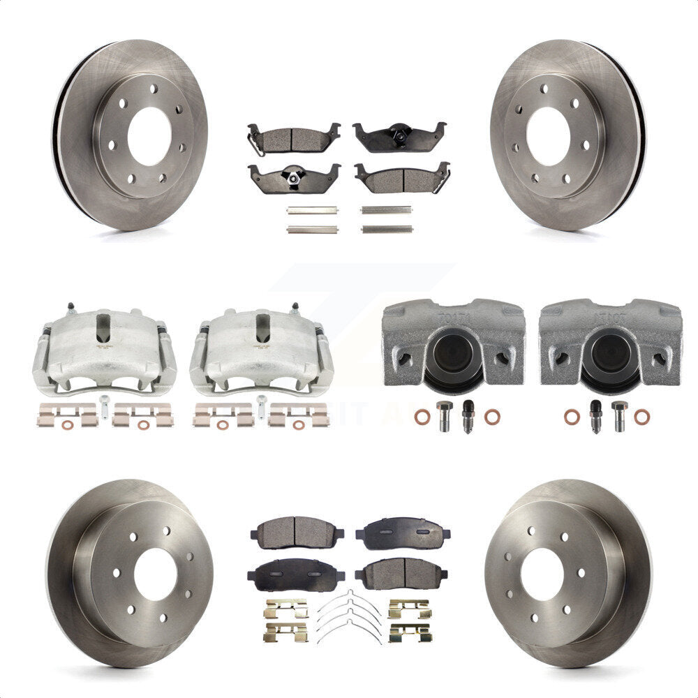 Front Rear Disc Brake Caliper Rotors And Ceramic Pads Kit (10Pc) For 2004 Ford F-150 4WD With 7 Lug Wheels 11th Digit Of Vin Is C KC8-101227T by Transit Auto