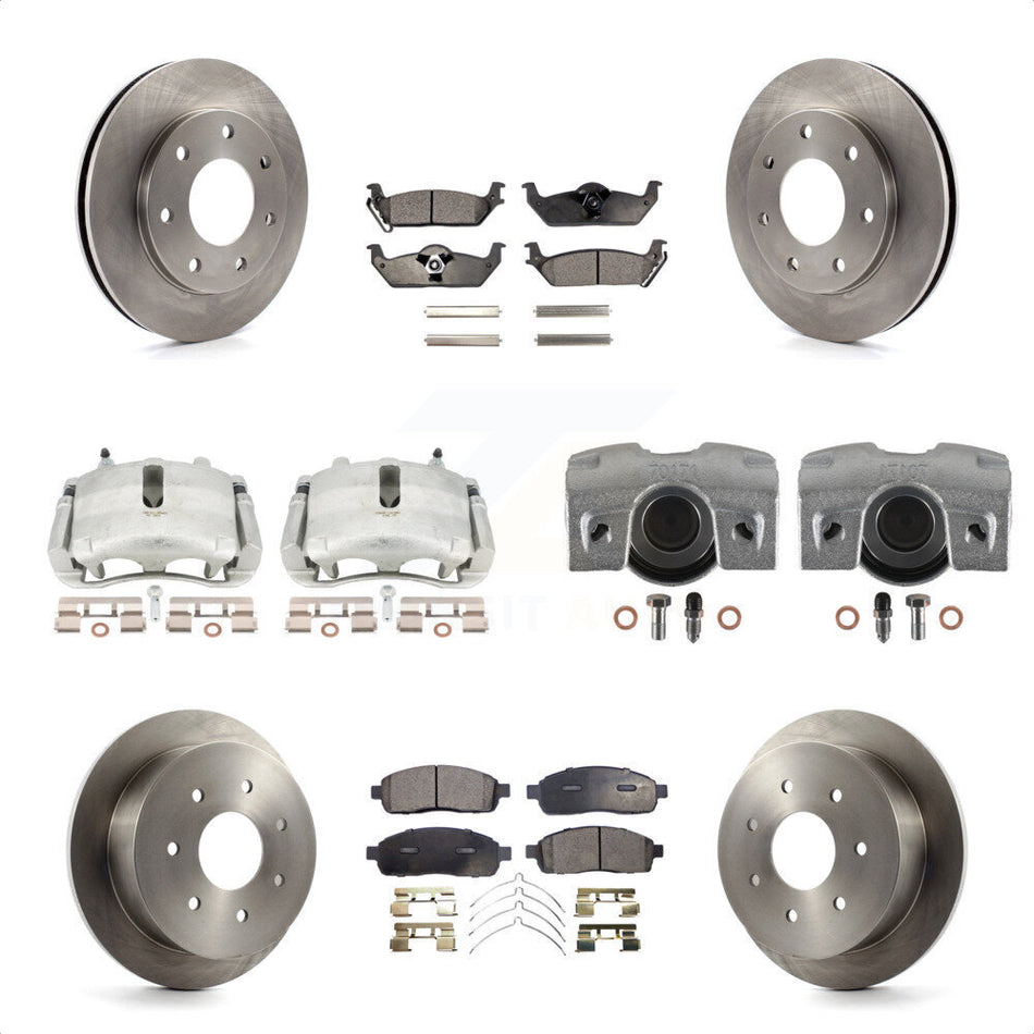 Front Rear Disc Brake Caliper Rotors And Ceramic Pads Kit (10Pc) For 2004 Ford F-150 4WD With 7 Lug Wheels 11th Digit Of Vin Is C KC8-101227T by Transit Auto