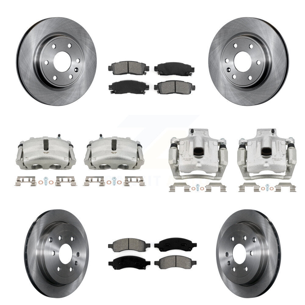 Front Rear Brake Caliper Rotor Semi-Metallic Pad Kit (10Pc) For GMC Acadia Buick Enclave KC8-101228S
