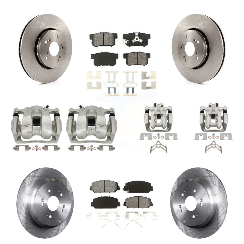 Front Rear Disc Brake Caliper Rotor Semi-Metallic Pad Kit (10Pc) For 2016-2018 Acura RDX KC8-101229S