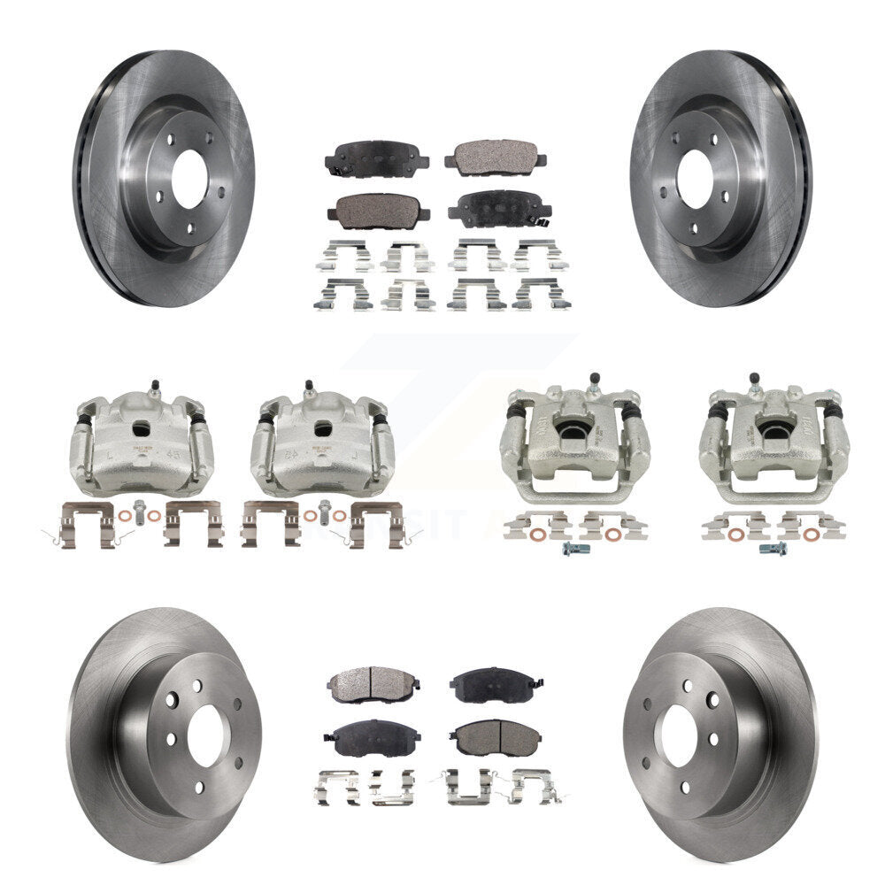 Front Rear Disc Brake Caliper Rotors And Semi-Metallic Pads Kit (10Pc) For Nissan Altima KC8-101230P