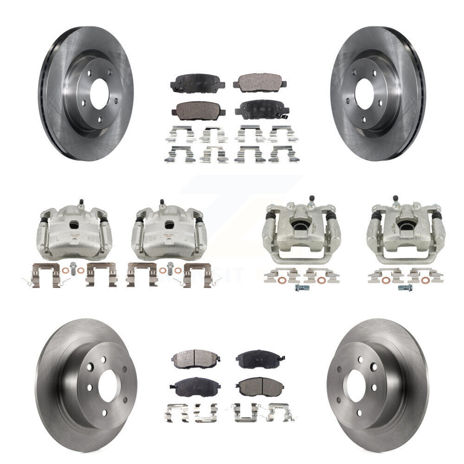 Front Rear Disc Brake Caliper Rotors And Semi-Metallic Pads Kit (10Pc) For Nissan Altima KC8-101230P