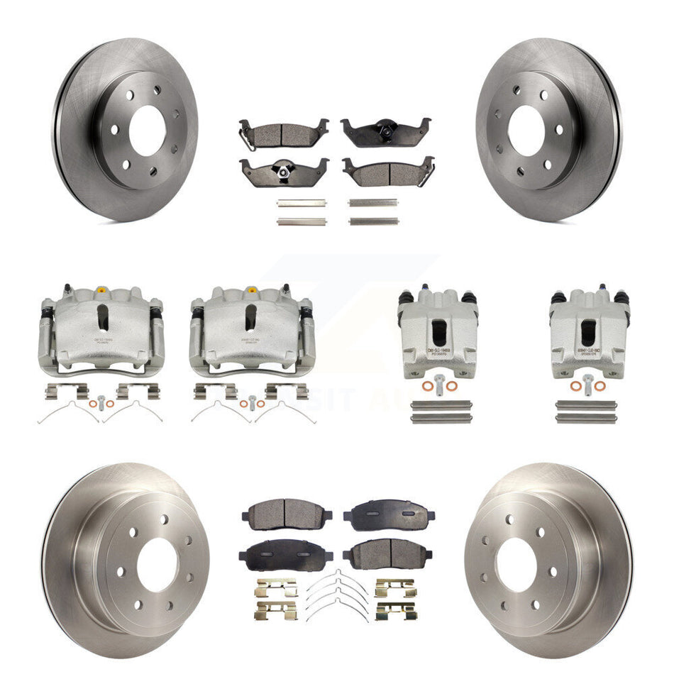 Front Rear Disc Brake Caliper Rotors And Ceramic Pads Kit (10Pc) For Ford F-150 Lincoln Mark LT 4WD KC8-101230T