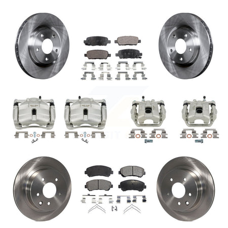 Front Rear Disc Brake Caliper Rotor Semi-Metallic Pad Kit (10Pc) For Nissan Rogue Select KC8-101231P