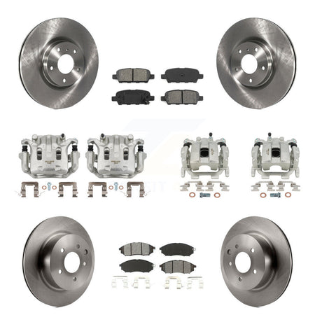 Front Rear Brake Caliper Rotors Semi-Metallic Pad Kit (10Pc) For 2008-2012 INFINITI EX35 KC8-101234S