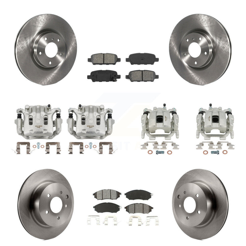 Front Rear Brake Caliper Rotors Semi-Metallic Pad Kit (10Pc) For 2008-2012 INFINITI EX35 KC8-101234S