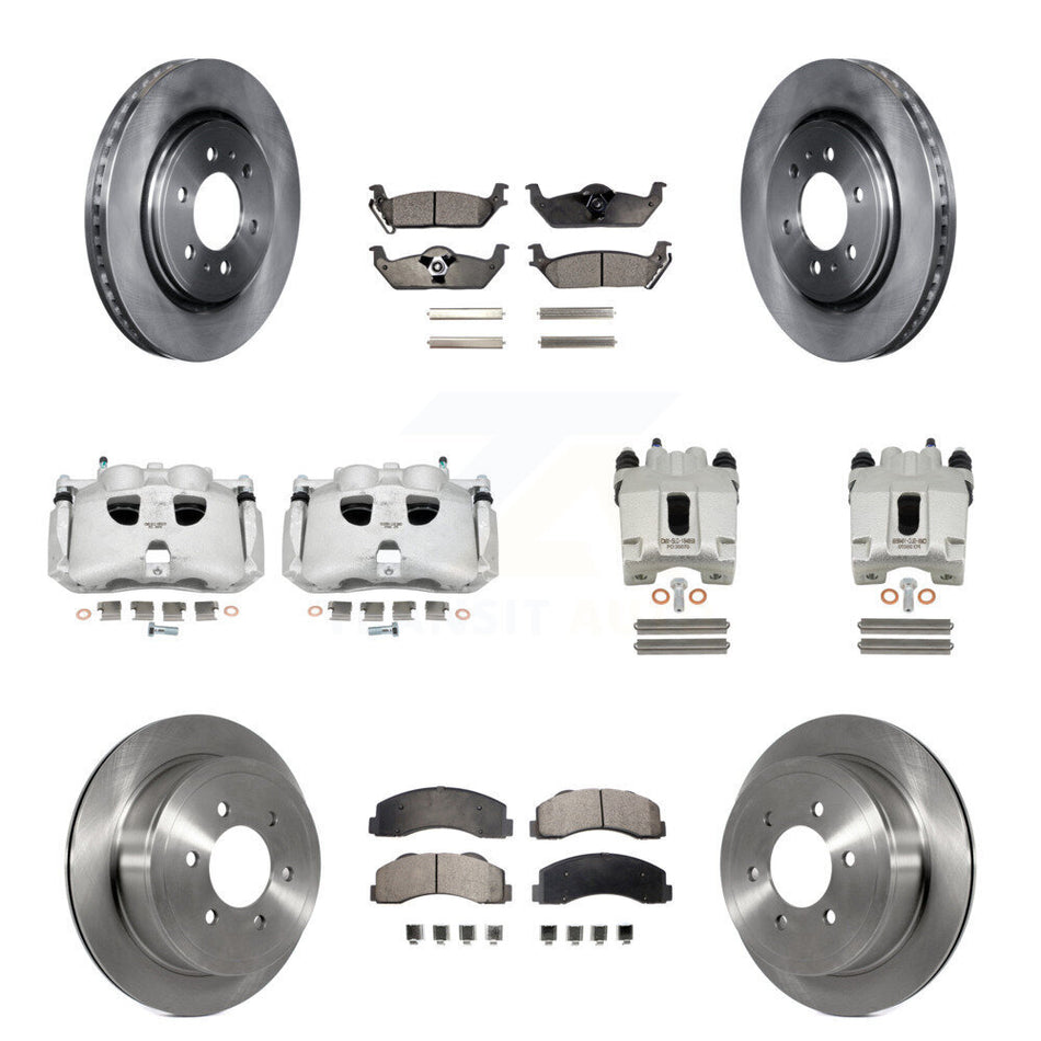 Front Rear Disc Brake Caliper Rotors And Ceramic Pads Kit (10Pc) For 2010-2011 Ford F-150 With 6 Lug Wheels KC8-101234T