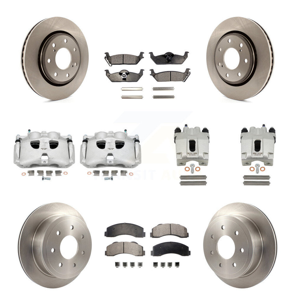 Front Rear Disc Brake Caliper Rotors And Ceramic Pads Kit (10Pc) For 2010-2011 Ford F-150 With 7 Lug Wheels KC8-101235T