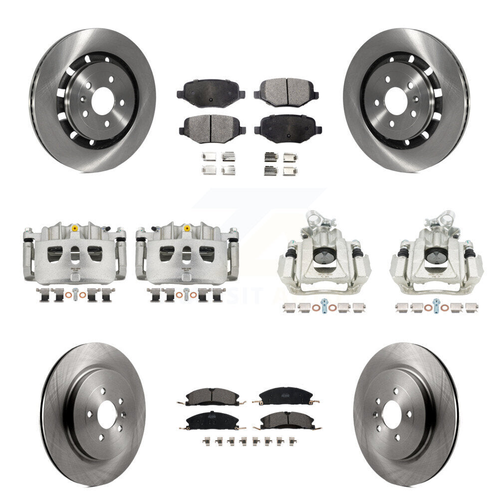 Front Rear Disc Brake Caliper Rotors And Ceramic Pads Kit (10Pc) For 2016 Lincoln MKS KC8-101237T