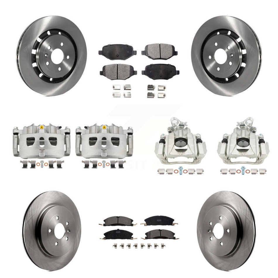 Front Rear Disc Brake Caliper Rotors And Ceramic Pads Kit (10Pc) For 2016 Lincoln MKS KC8-101237T