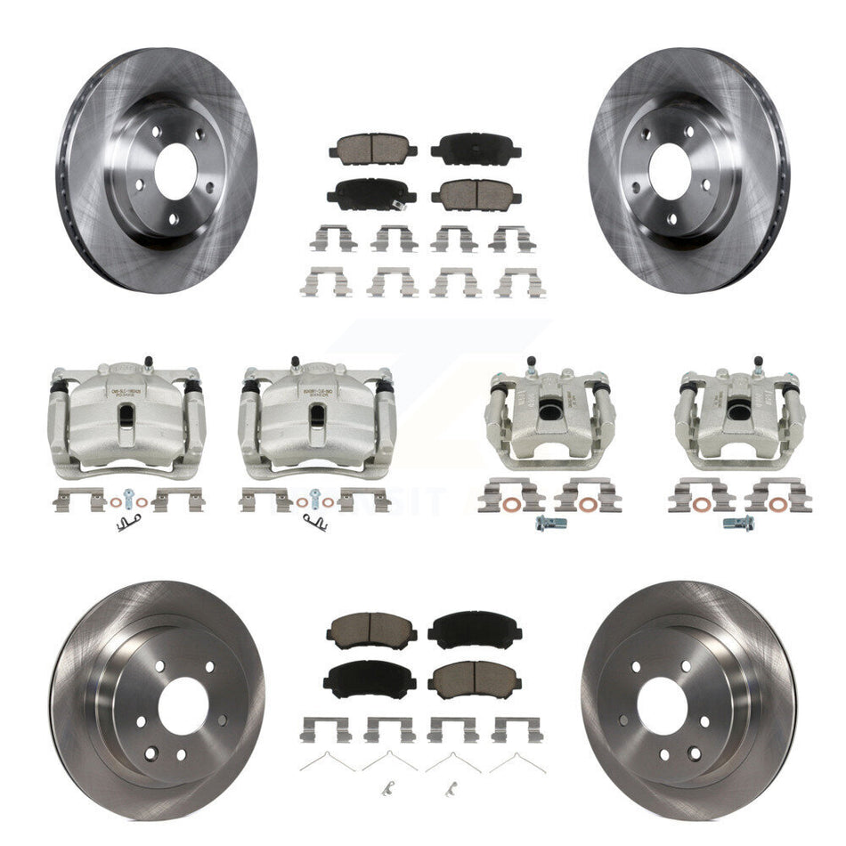 Front Rear Disc Brake Caliper Rotors And Ceramic Pads Kit (10Pc) For Nissan Rogue Select KC8-101238C