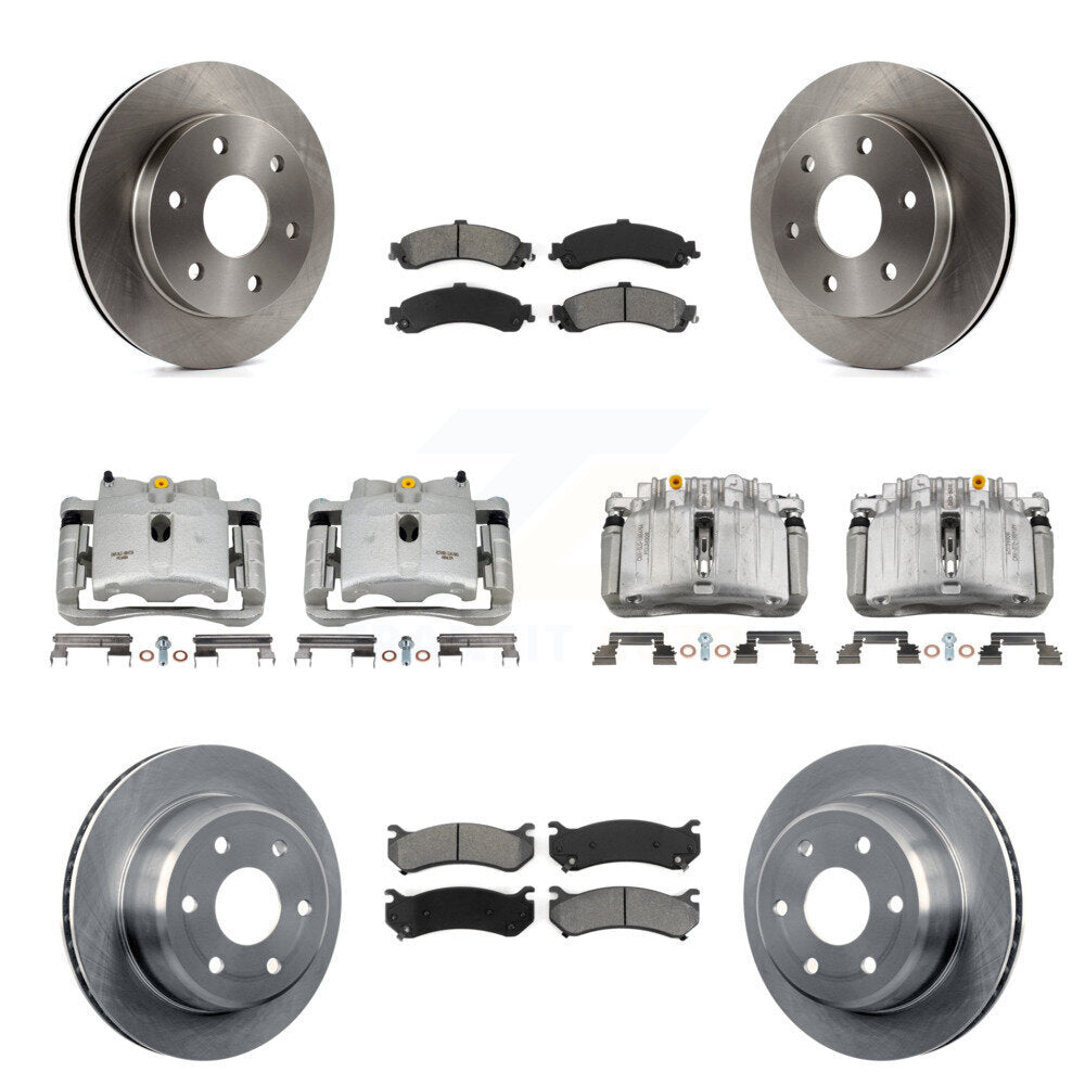 Front Rear Brake Caliper Rotor Semi-Metallic Pad Kit (10Pc) For Chevrolet Silverado 1500 KC8-101239S
