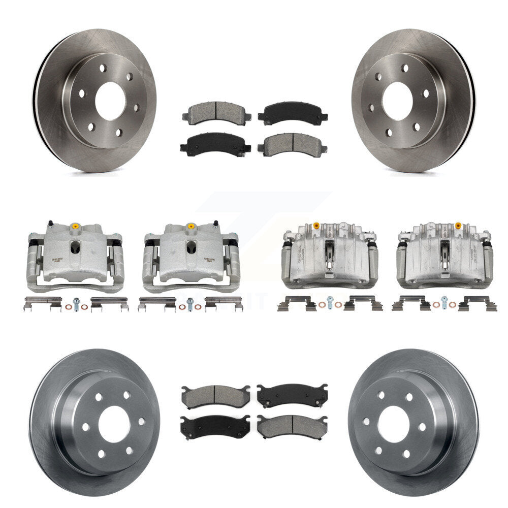 Front Rear Brake Caliper Rotor Semi-Metallic Pad Kit (10Pc) For Chevrolet Avalanche 1500 KC8-101242S