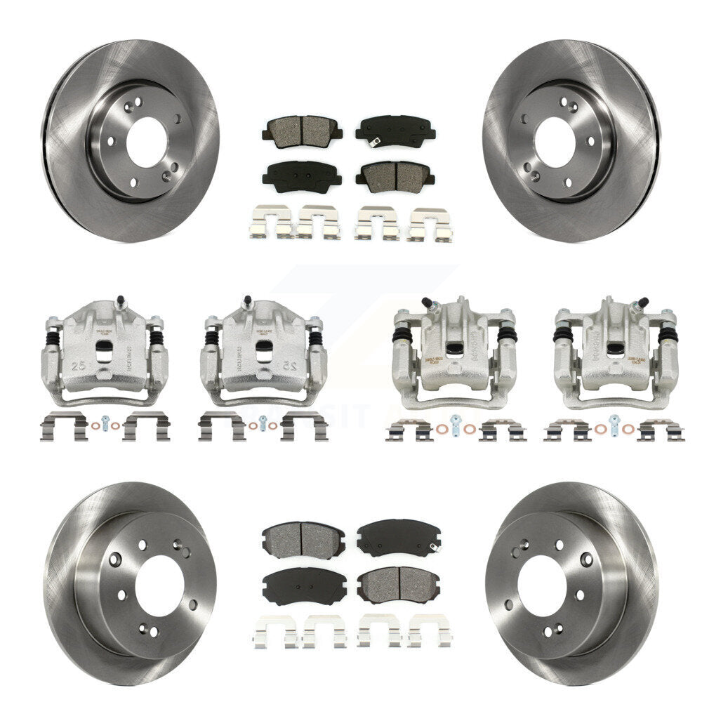 Front Rear Disc Brake Caliper Rotors Semi-Metallic Pad Kit (10Pc) For 2012-2013 Kia Soul KC8-101244S